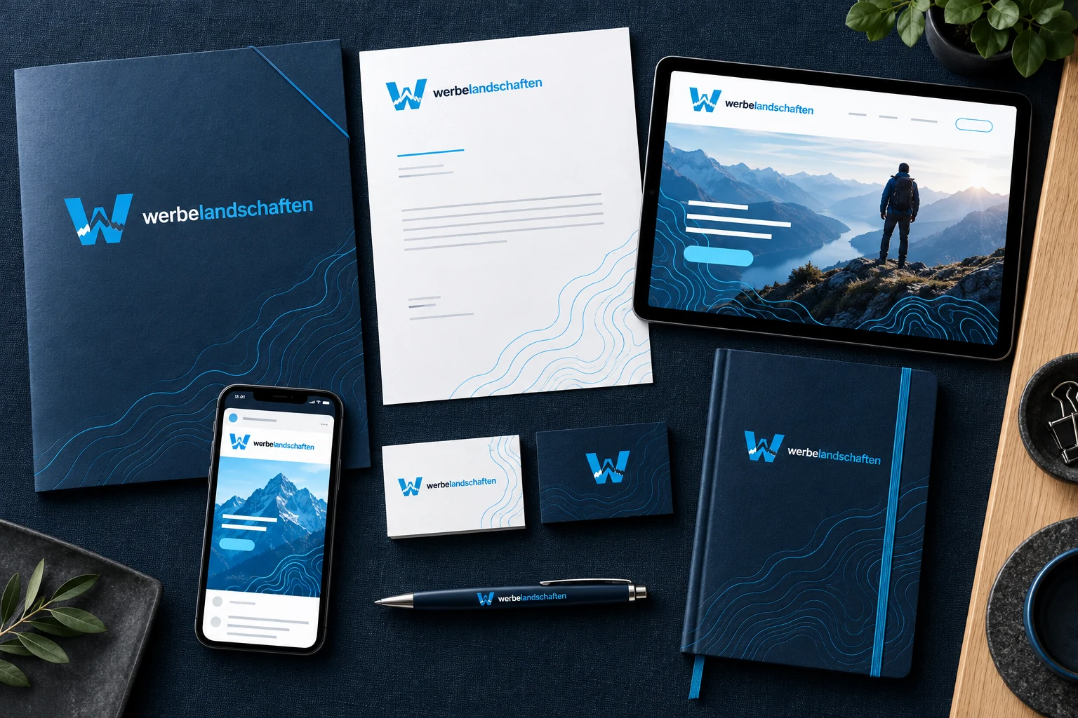Geschäftsausstattung im Werbelandschaften-Corporate-Design